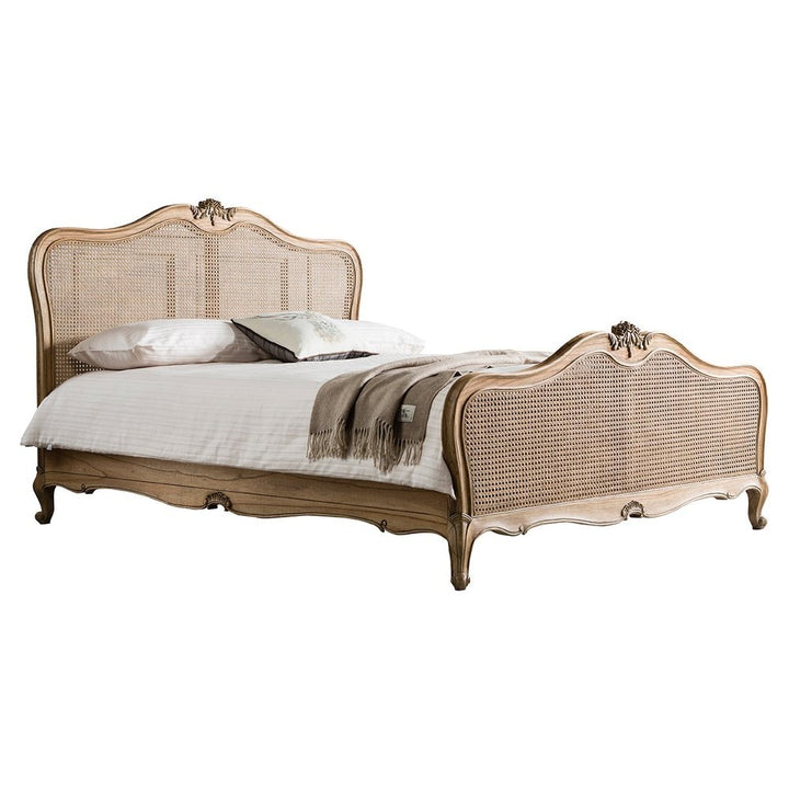 Chic Super King Bed - Cane & Weathered Wood Bed GalleryDS 7