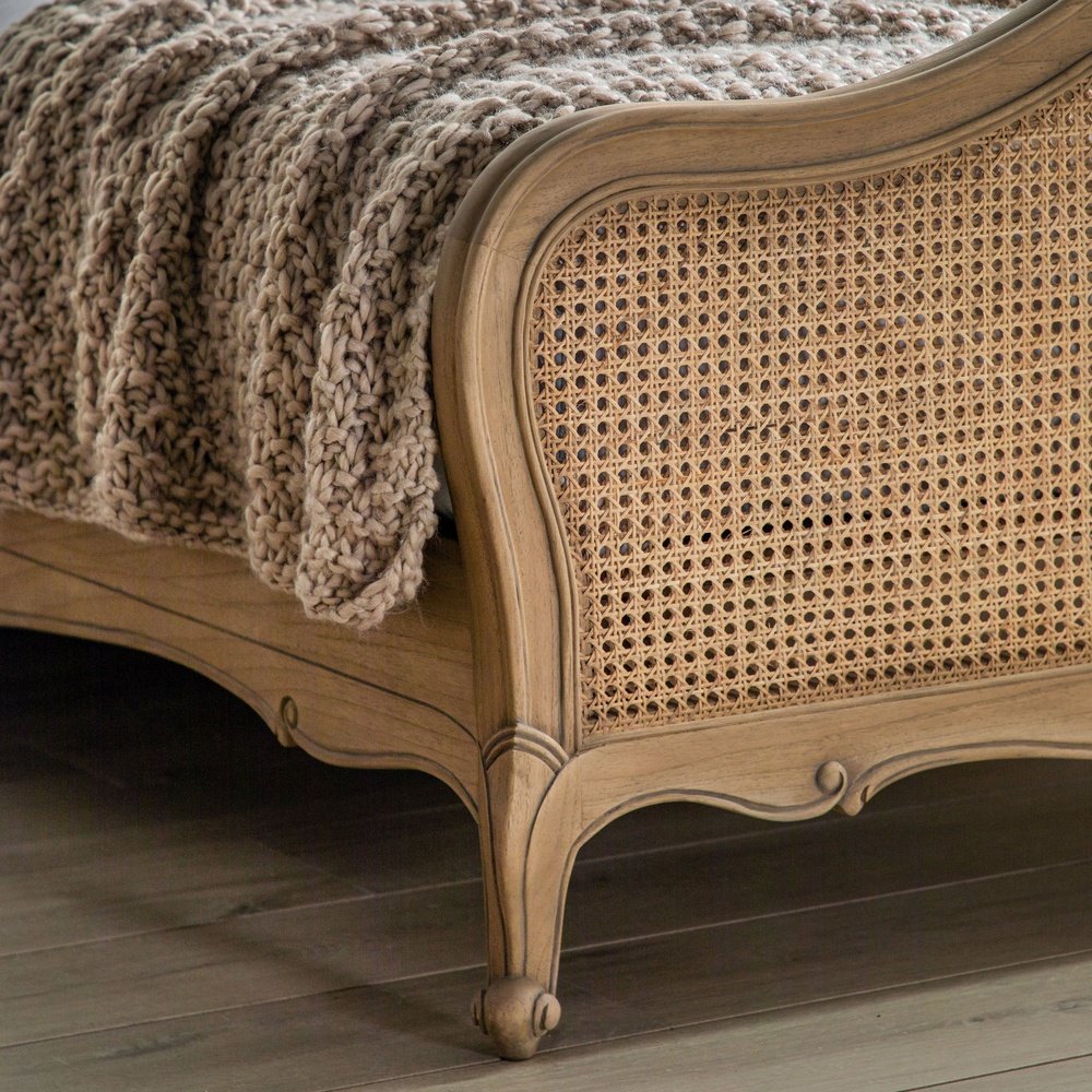 Gallery Interiors Chic Super King Cane Bed in Weathered Wood