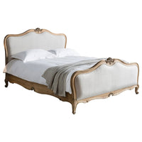 Gallery Interiors Chic Super King Linen Upholstered Bed in Weathered Wood