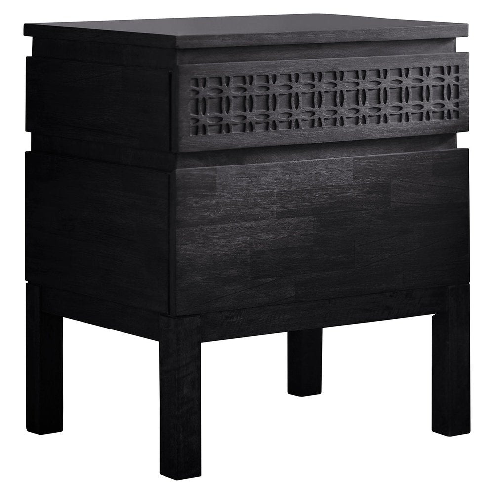 Gallery Interiors 2 Drawer Boho Boutique Bedside Chest in Black