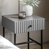 Gallery Interiors Denton 1 Drawer Bedside in Grey