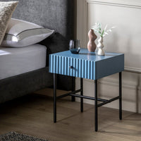 Gallery Interiors Denton 1 Drawer Bedside in Blue