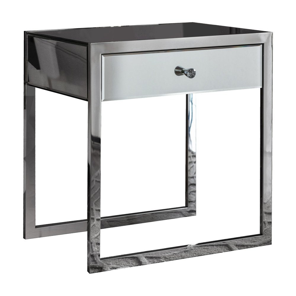 Gallery Interiors Cutler 1 Drawer Mirrored Side Table
