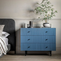 Gallery Interiors Denton 3 Drawer Chest in Blue