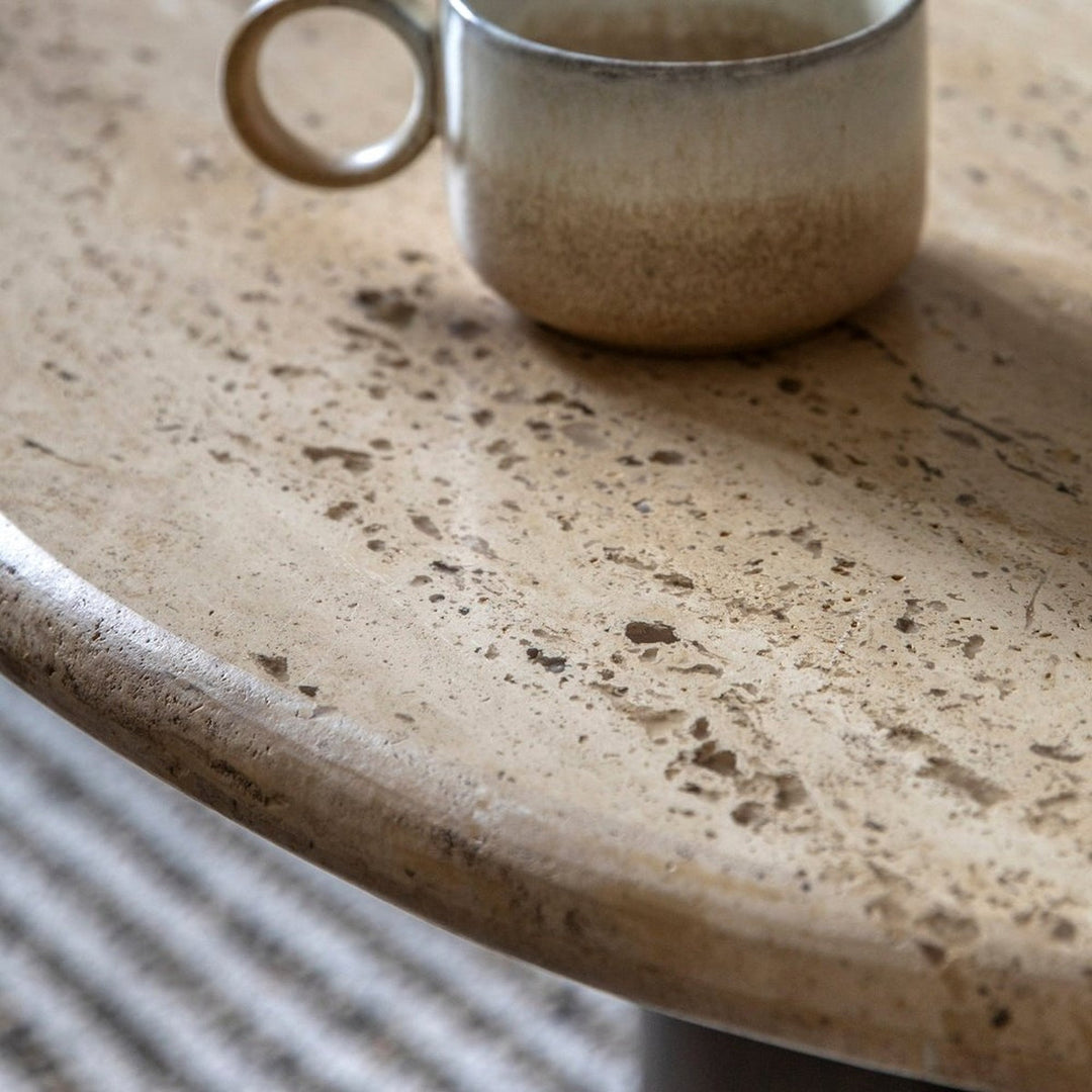 Aldridge Coffee Table - Travertine Top GalleryDirect 3