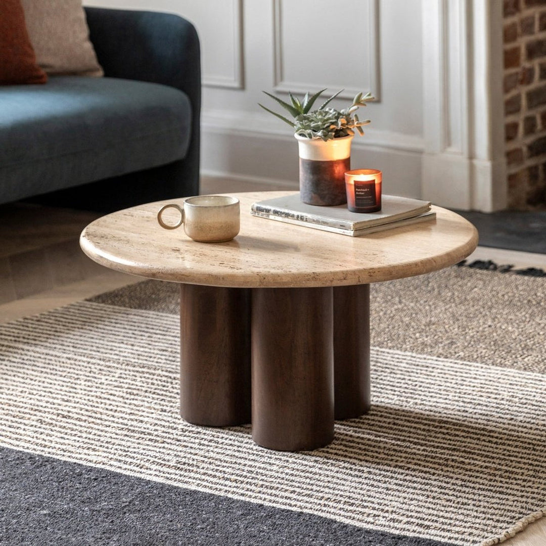 Aldridge Coffee Table - Travertine Top GalleryDirect 4