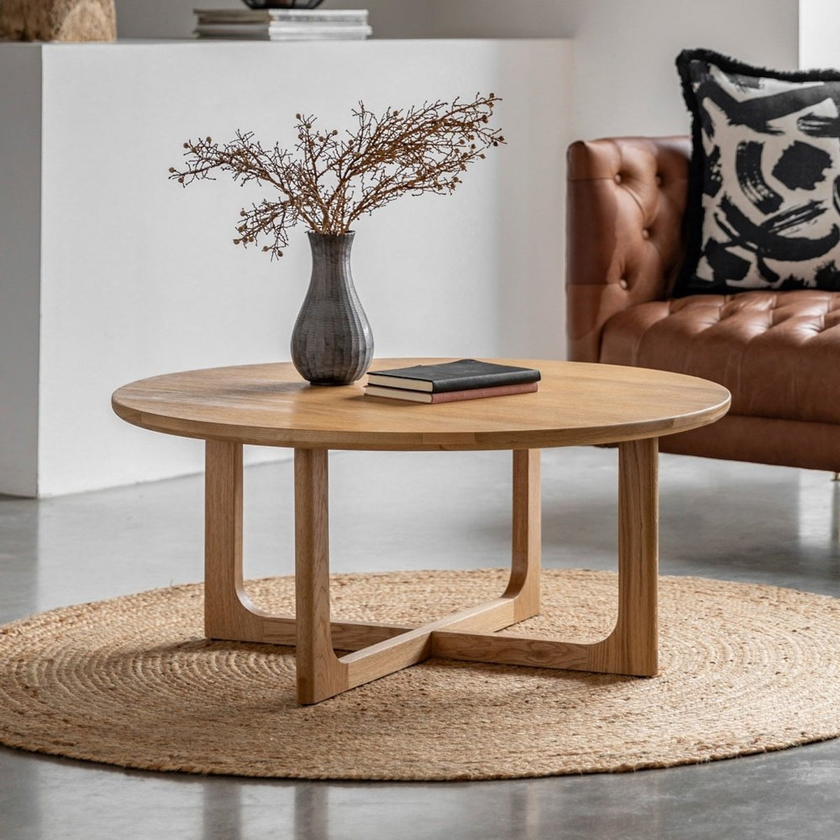 Gallery Interiors Croft Round Coffee Table in Natural