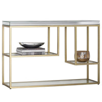 Gallery Interiors Pippard Mirrored Top Console Table in Champagne