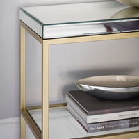 Gallery Interiors Pippard Mirrored Top Console Table in Champagne