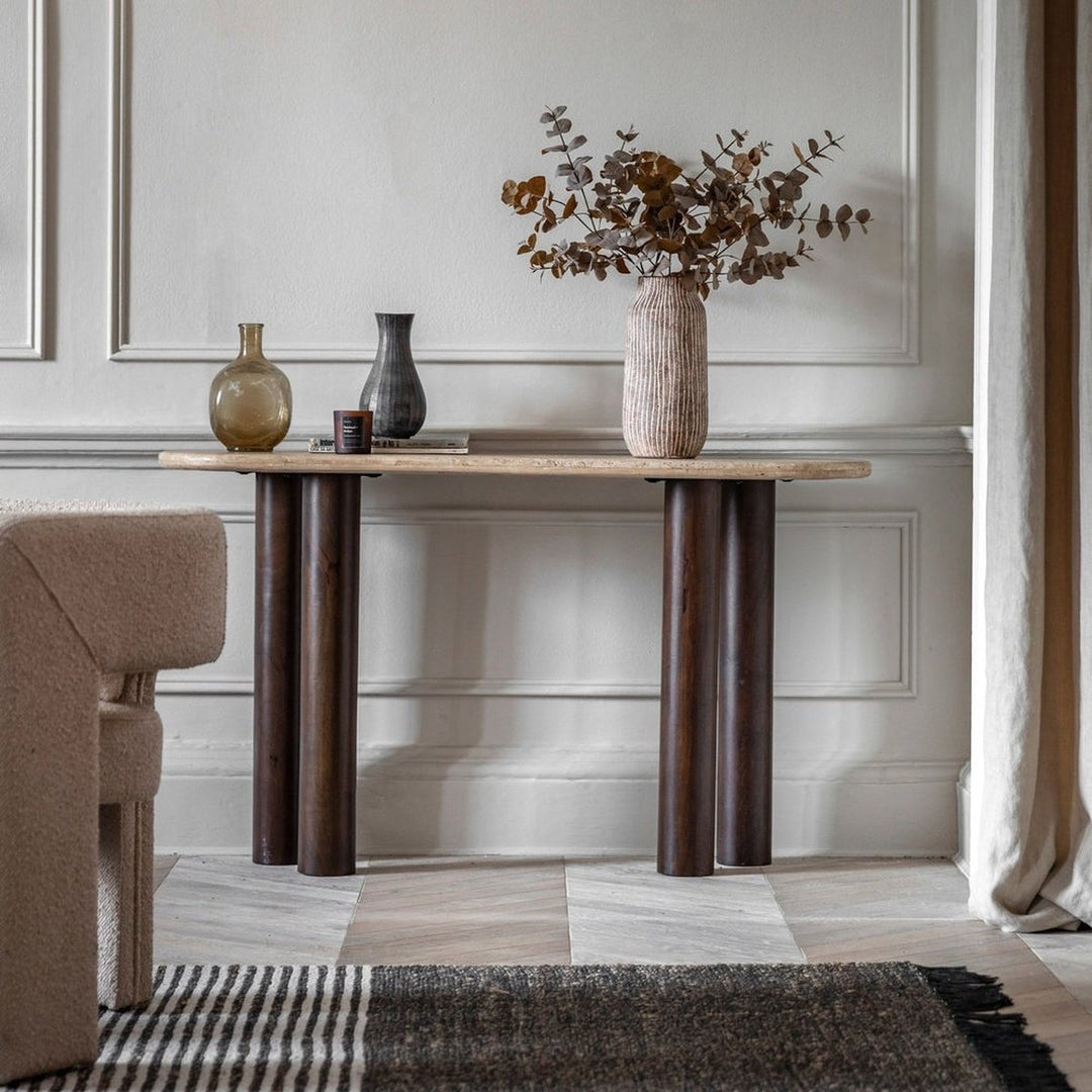 Aldridge Console Table - Travertine Top GalleryDirect 2