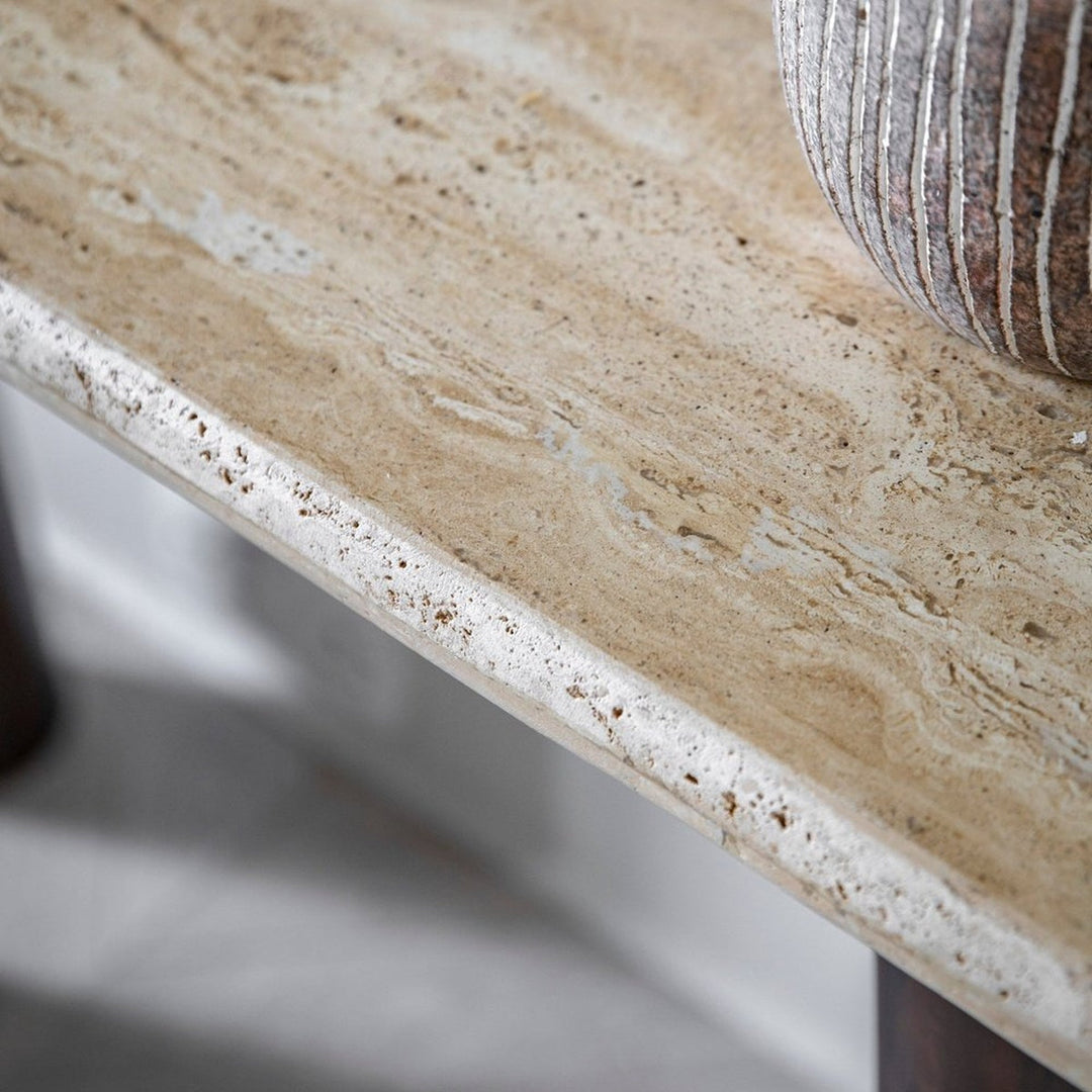 Aldridge Console Table - Travertine Top GalleryDirect 4