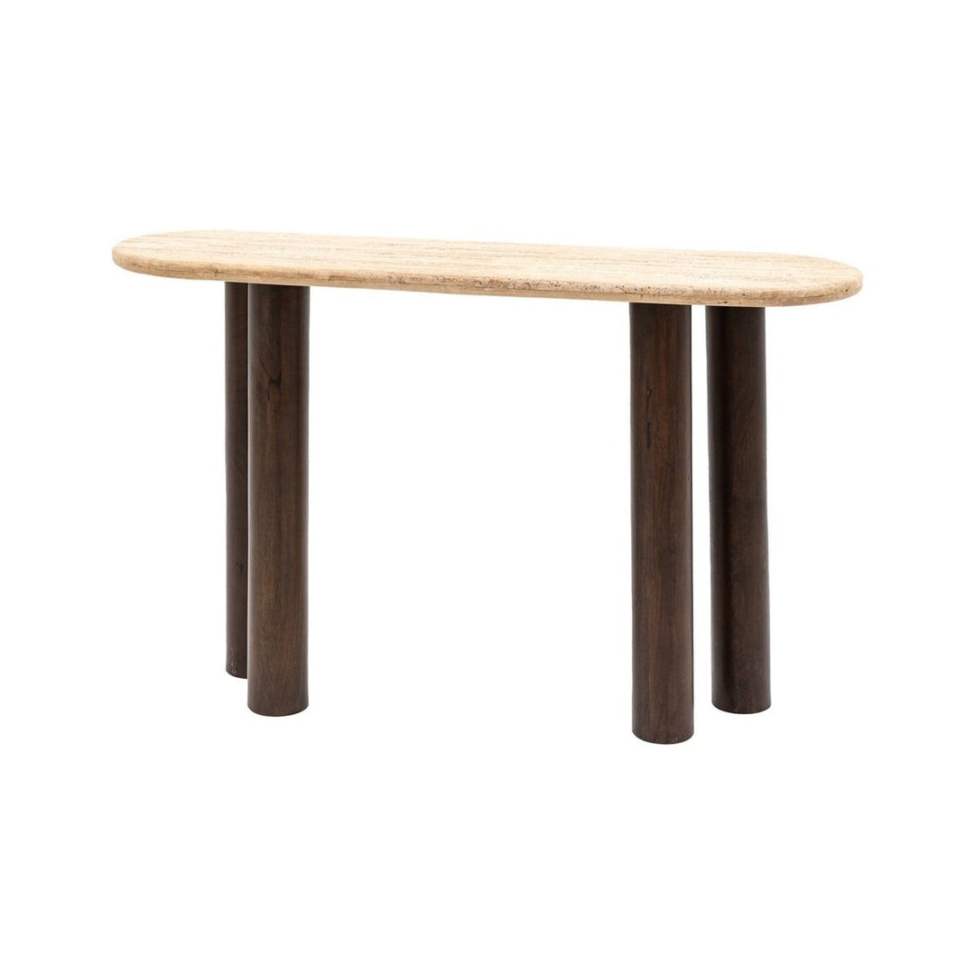 Aldridge Console Table - Travertine Top GalleryDirect 5