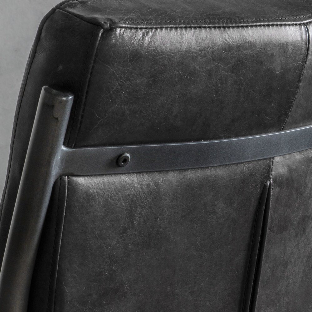 Gallery Interiors Capri Leather Dining Chair in Antique Ebony