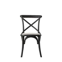 Gallery Interiors Set of 2 Café Dining Chairs - Linen & Black Oak