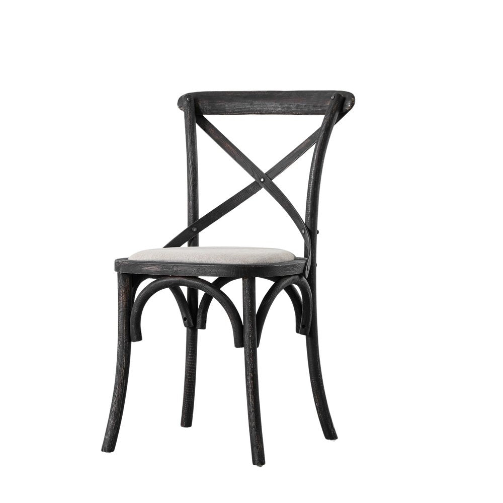  GalleryDS-Gallery Interiors Set of 2 Café Dining Chairs - Linen & Black Oak-Black 597 