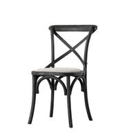 Gallery Interiors Set of 2 Café Dining Chairs - Linen & Black Oak