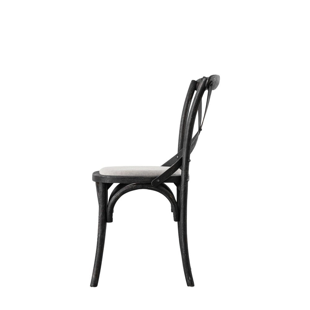  GalleryDS-Gallery Interiors Set of 2 Café Dining Chairs - Linen & Black Oak-Black 365 