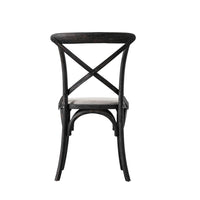 Gallery Interiors Set of 2 Café Dining Chairs - Linen & Black Oak