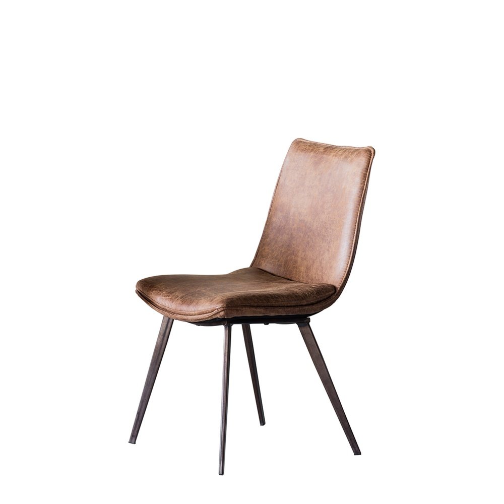  GalleryDirect-Gallery Interiors Set of 2 Hinks Leather Brown Dining Chairs-Brown 125 