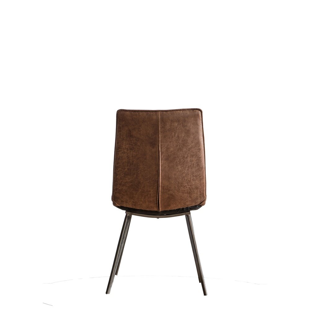  GalleryDirect-Gallery Interiors Set of 2 Hinks Leather Brown Dining Chairs-Brown 661 