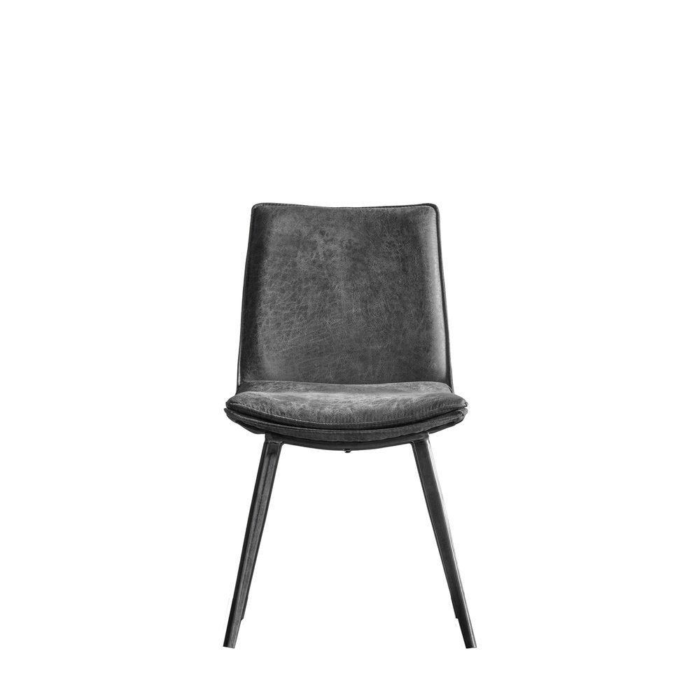  GalleryDirect-Gallery Interiors Set of 2 Hinks Faux Leather Grey Dining Chairs-Grey 557 
