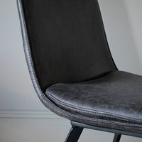 Gallery Interiors Set of 2 Hinks Faux Leather Grey Dining Chairs