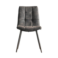 Gallery Interiors Set of 2 Darwin Grey Leather Dining Chairs Set of 2