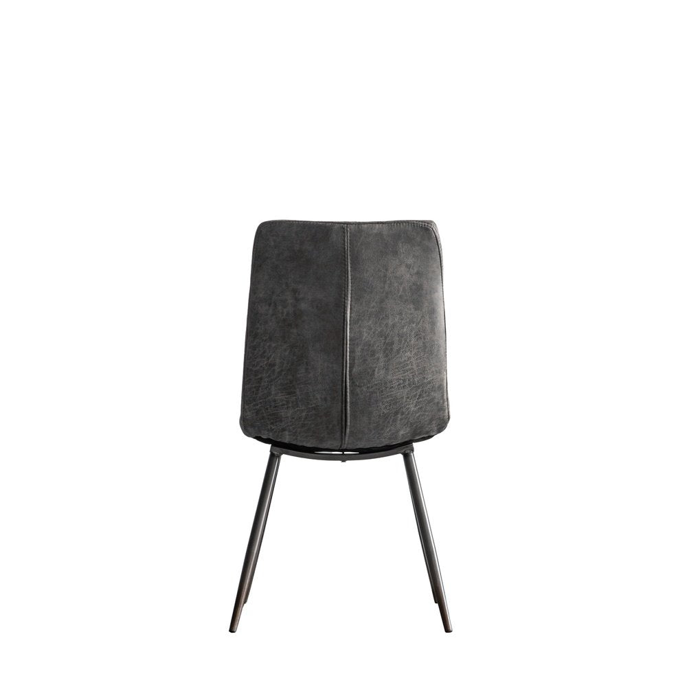  GalleryDirect-Gallery Interiors Set of 2 Darwin Grey Leather Dining Chairs Set of 2-Grey 725 