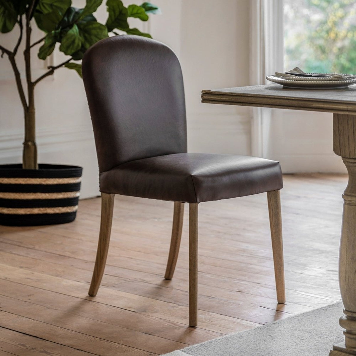 Gallery Interiors Cobal Set of 2 Dining Chairs in Brown Leather