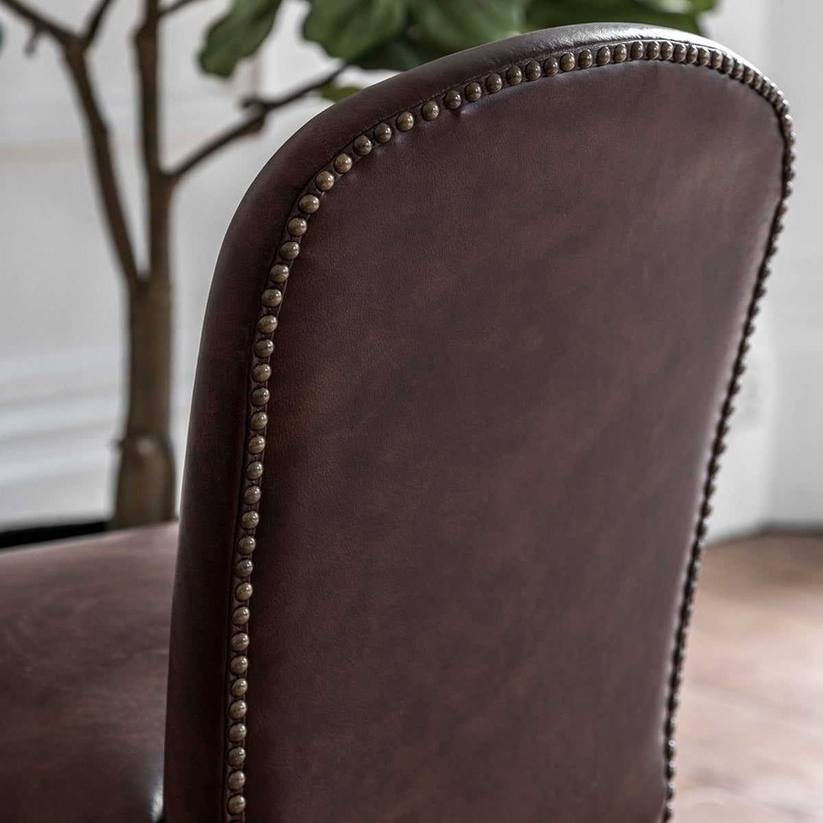 Gallery Interiors Cobal Set of 2 Dining Chairs in Brown Leather