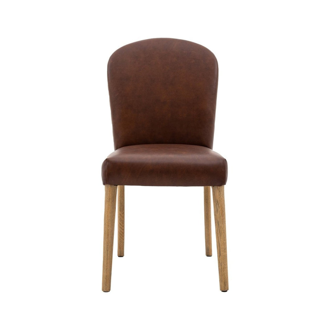 Cobal Set of 2 Dining Chairs - Brown Leather GalleryDirect 1
