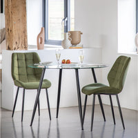 Gallery Interiors Set of 2 Manford Dining Chairs - Bottle Green