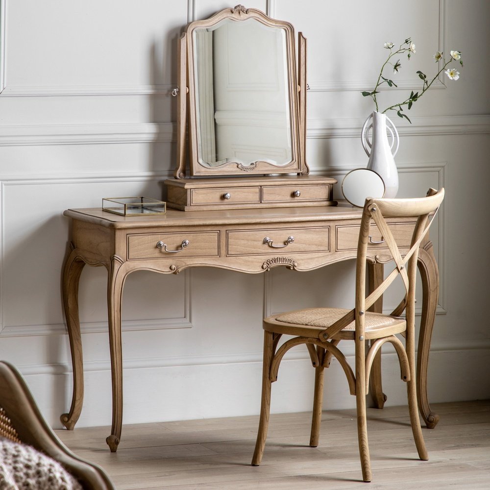  GalleryDirect-Gallery Interiors Chic Dressing Table in Weathered Wood-Brown 749 