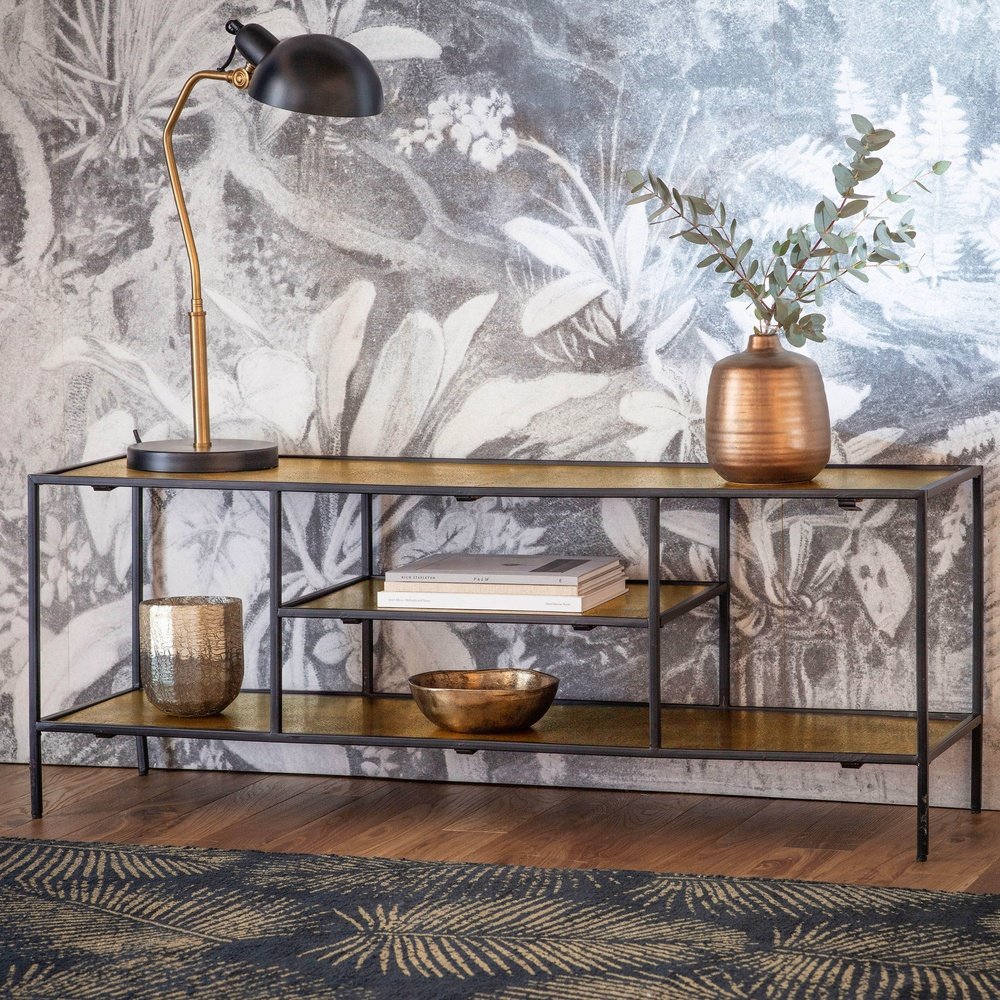 Gallery Interiors Hadston Media Unit in Antique Gold Olivia's