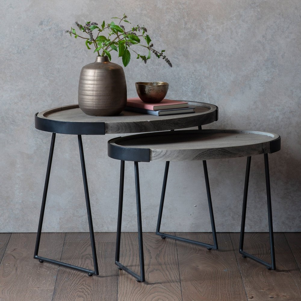 GalleryDirect-Gallery Interiors Nest of 2 Dalston Tables-Black, Brown 509 