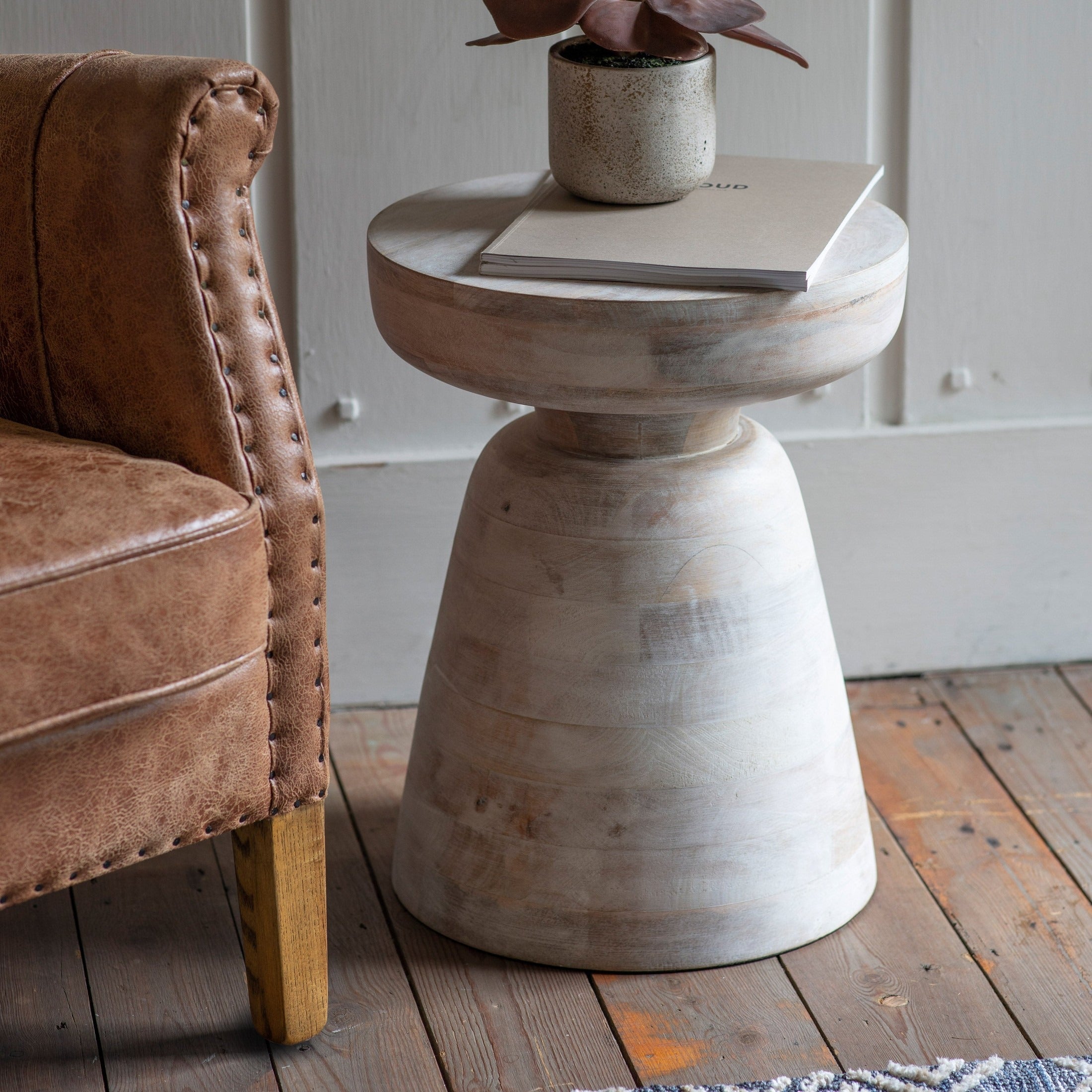 Gallery Interiors Milstead White Wash Side Table