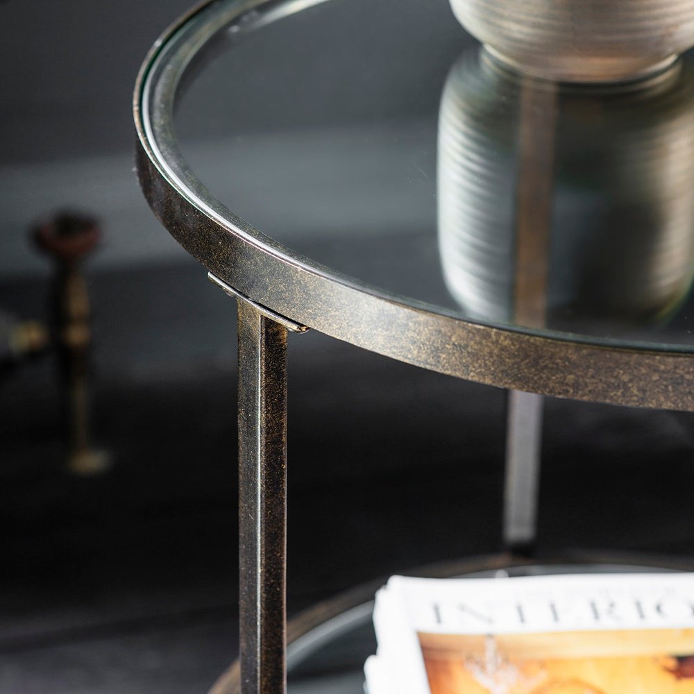 Gallery Interiors Hudson Side Table in Aged Bronze