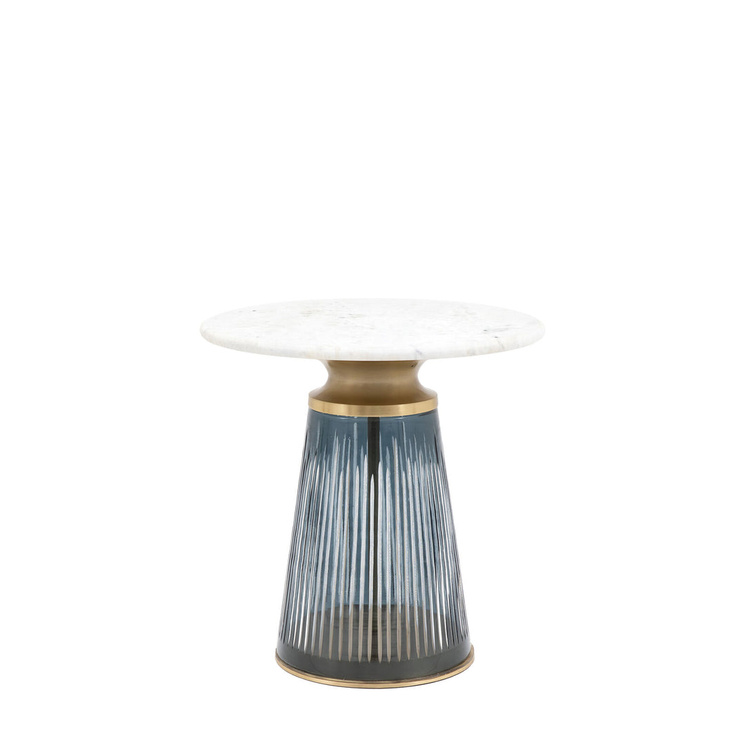 Selene Marble Top Round Side Table - Blue GalleryDirect 1