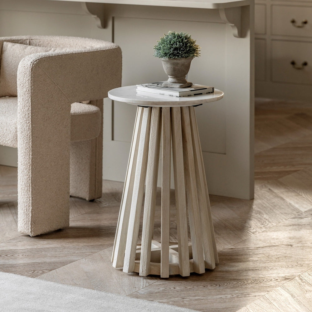 Sorrento Marble Top Round Side Table GalleryDirect 2