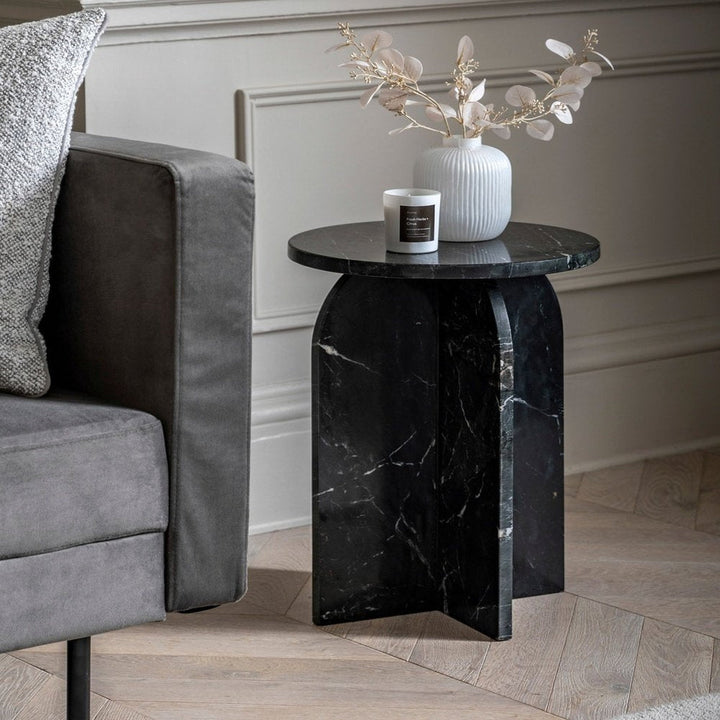 Charmouth Marble Round Side Table GalleryDirect 6