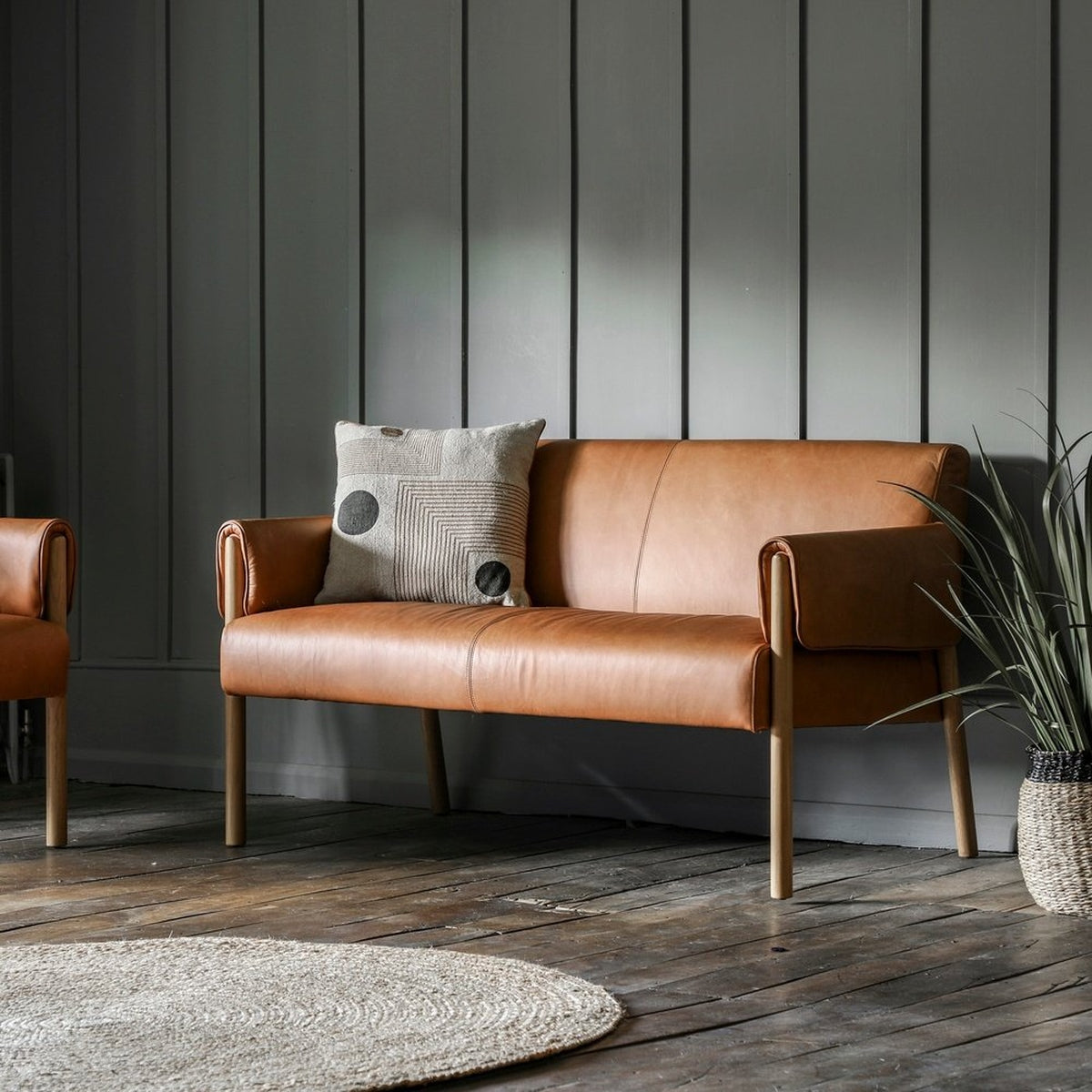 Gallery Interiors Melrose 2 Seater Sofa in Brown Leather