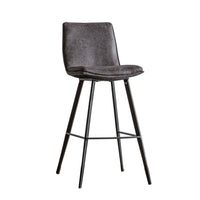 Gallery Interiors 2x Palmer Grey Leather Bar Stool