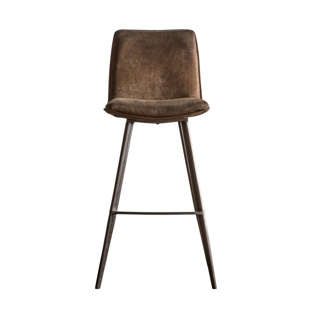 Gallery Interiors Set of 2 Palmer Brown Leather Bar Stools