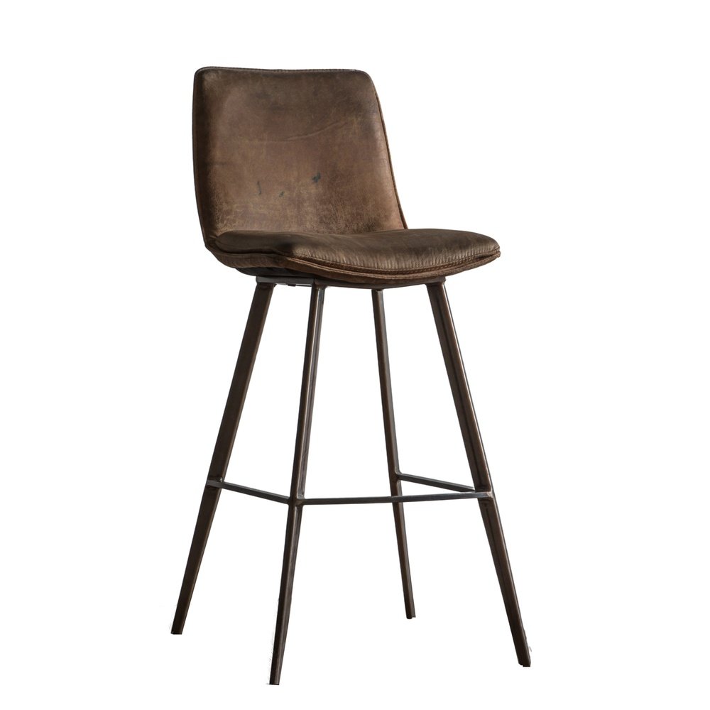 Gallery Interiors Set of 2 Palmer Brown Leather Bar Stools