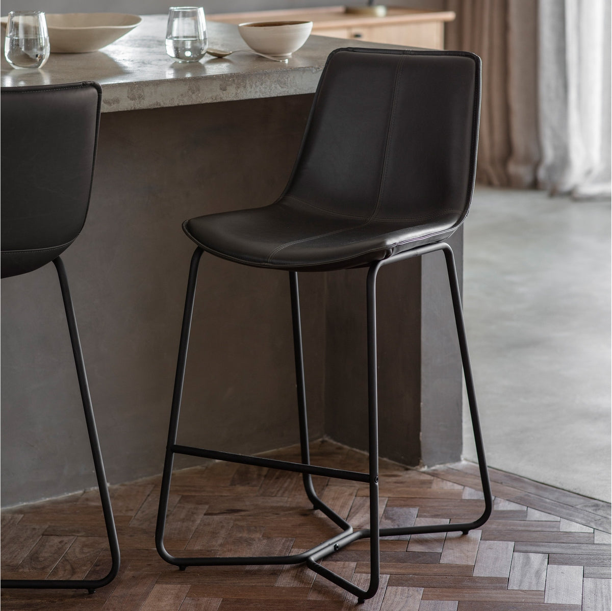 Gallery Interiors Set of 2 Hawking Stool Charcoal