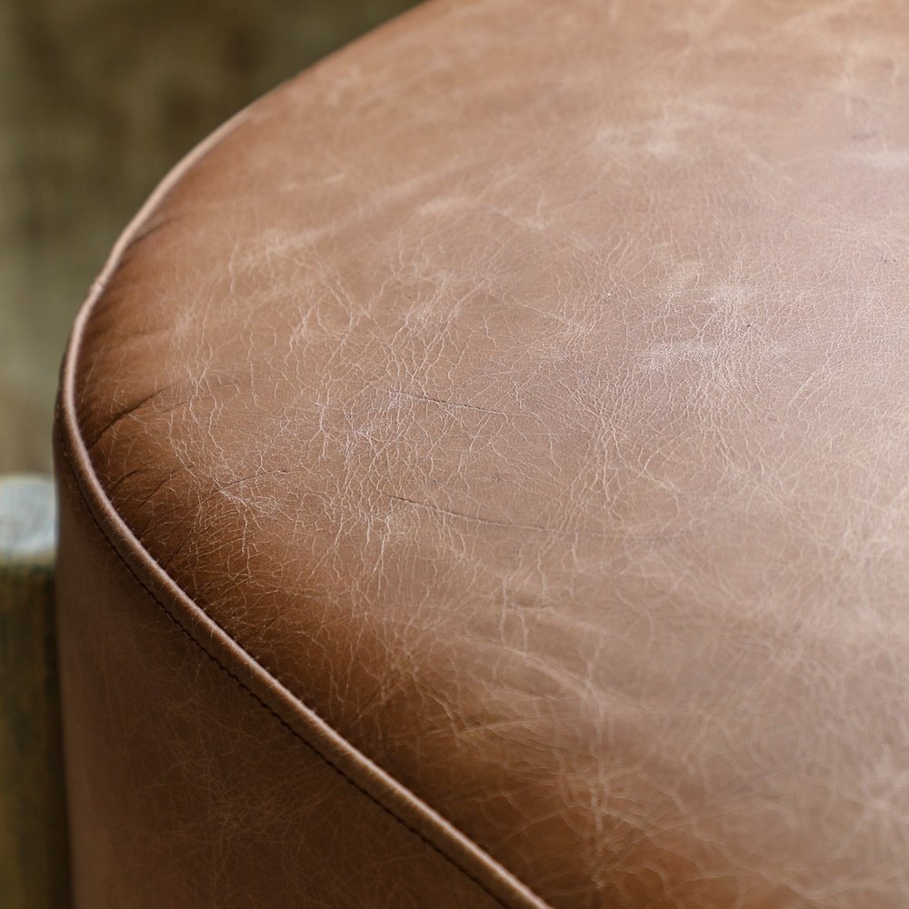 Gallery Interiors Selhurst Footstool in Vintage Brown Leather