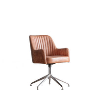 Gallery Interiors Curie Swivel Chair in Vintage Brown Leather