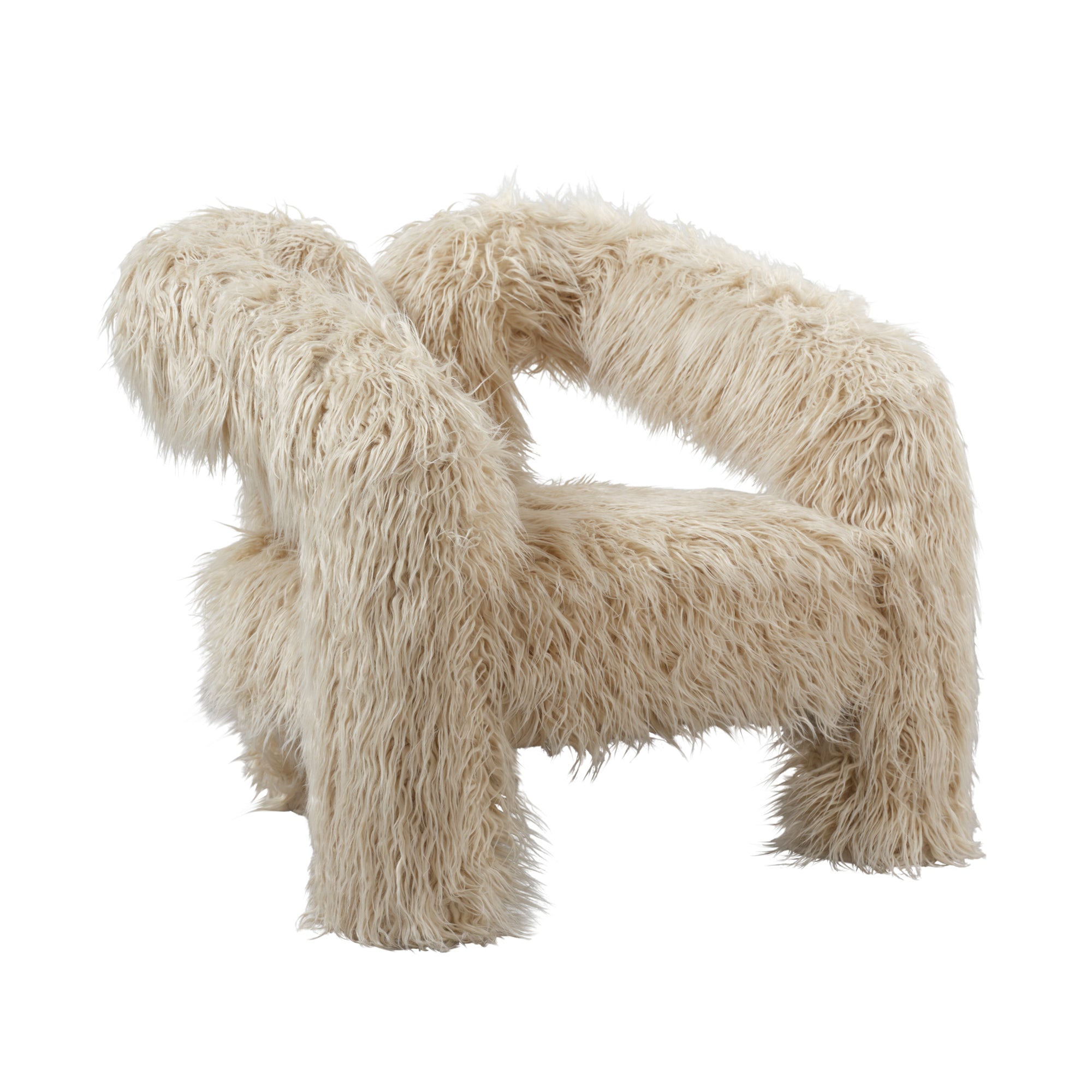 O&Co Deja Accent Chair in Ivory Faux Fur