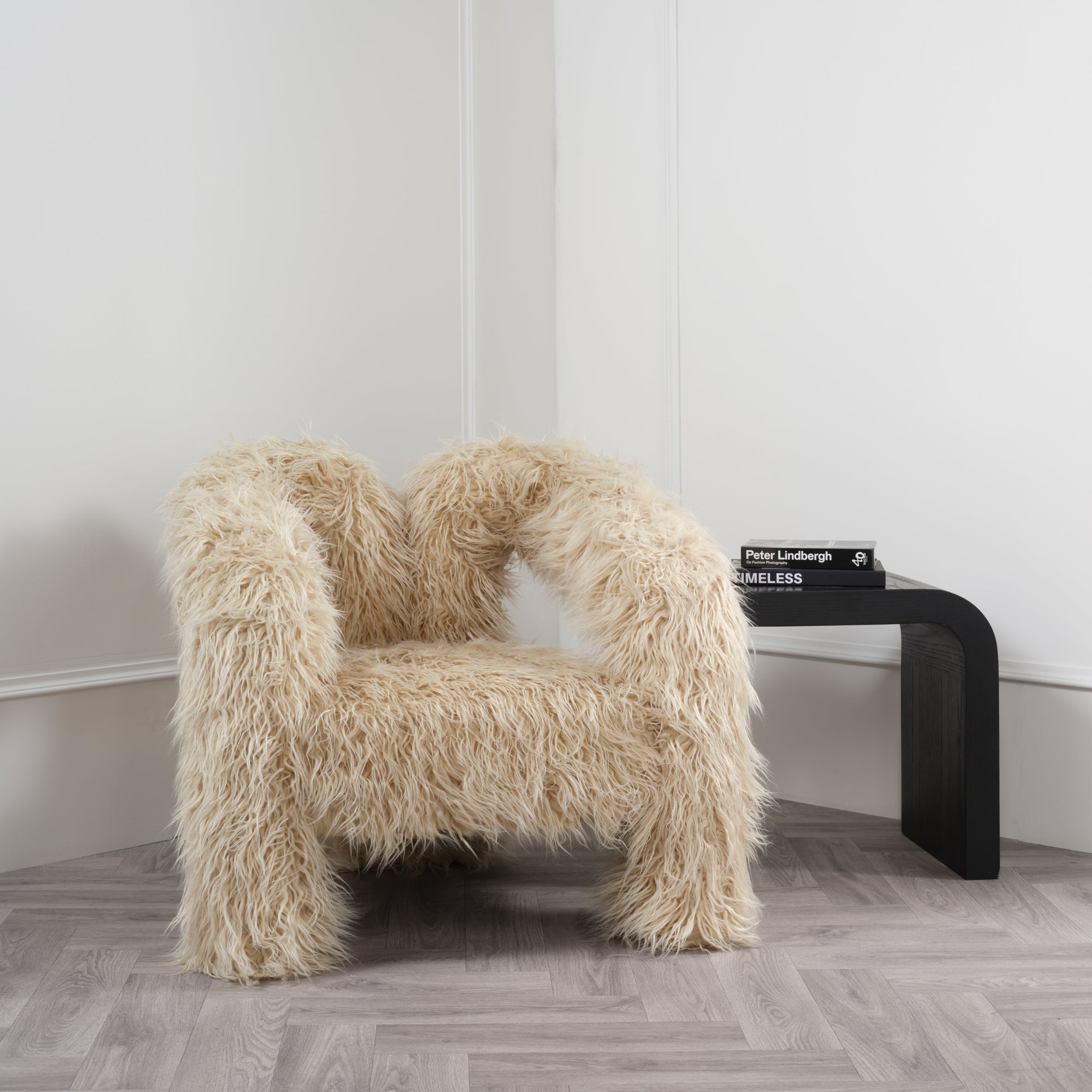 O&Co Deja Accent Chair in Ivory Faux Fur