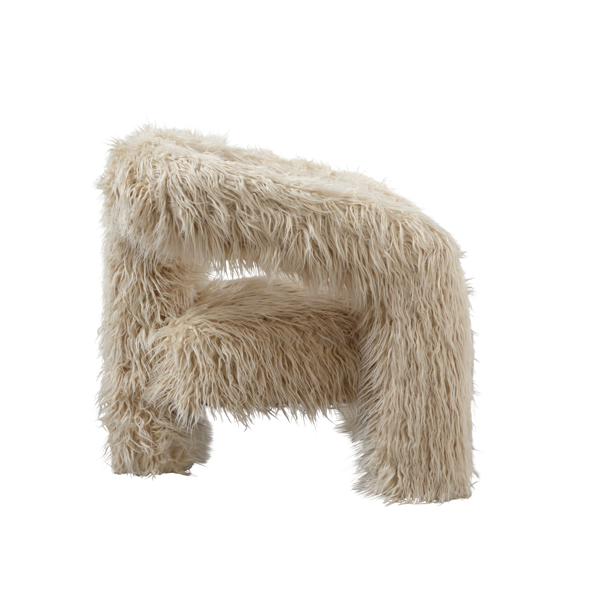 O&Co Deja Accent Chair in Ivory Faux Fur